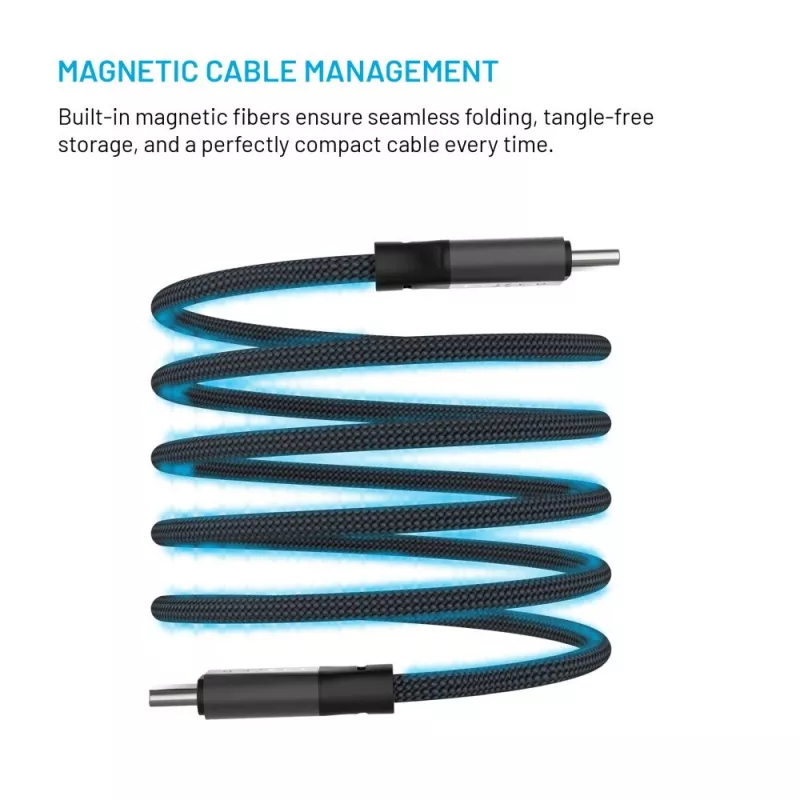 Cable trenzado magnético USB-C a USB-C FIXED FIXDBM-CC2-GR, USB 2.0, funda trenzada, longitud fija, gris