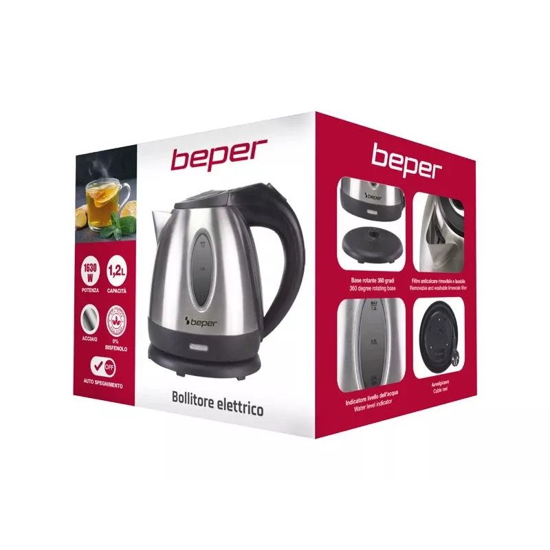 Hervidor de agua Beper P101BOL001 1,7L 2200W negro