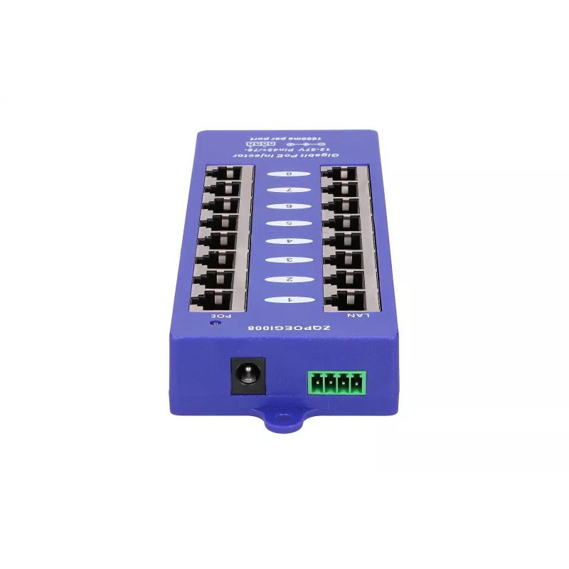 Inyector PoE Extralink Gigabit 8 puertos 1000 Mb/s RJ45 modo B