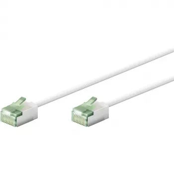Cable de red Cat.8.1 ultraflexible fino, U/FTP (blanco, 3 metros, conector extra corto)
