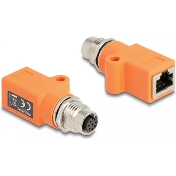 DeLOCK 60618 Cambiador de género de cable M12 RJ45 naranja