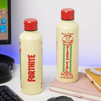 Botella deportiva Paladone Fortnite Metal PP14736FO 500 ml, acabado metal, tapón de rosca