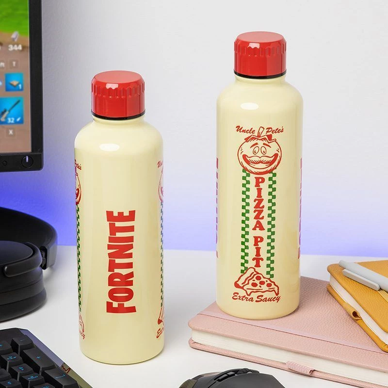 Botella deportiva Paladone Fortnite Metal PP14736FO 500 ml, acabado metal, tapón de rosca