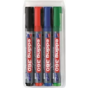 Rotulador permanente Edding 360 punta pincel set 4 uds. — negro, azul, verde, rojo
