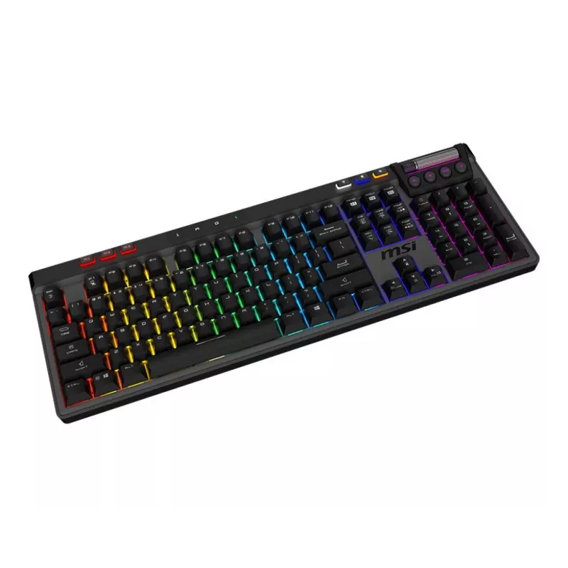 Teclado gaming mecánico MSI Strike Pro W Silent distribución US iluminación RGB, con cable, interruptores táctiles Silent