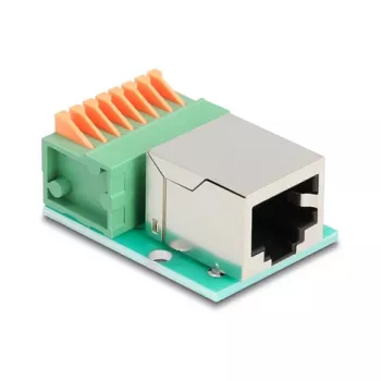 Adaptador de cable DeLOCK 90652 RJ45 regleta de conexión de 8 pines verde plateado