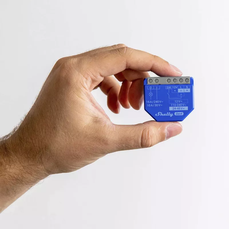 Shelly 1 Gen4 relé inteligente de 1 canal, 16 A, Wi-Fi 2,4 GHz, Bluetooth 5.0, Zigbee, Matter, 110–240 V AC, empotrable, de plástico, 42×16×37 mm, azul