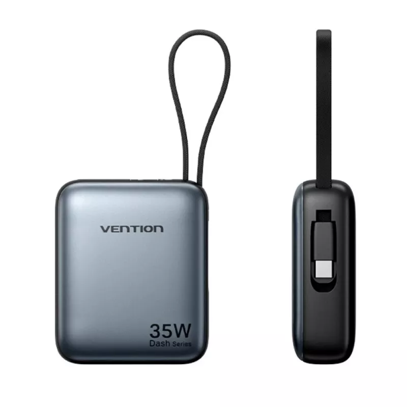 Vention FHEH0 batería externa 10000 mAh 35 W con cable USB-C, gris