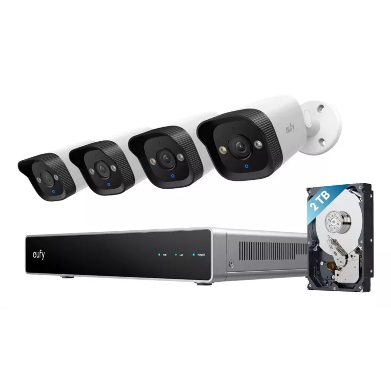 Grabador de seguridad NVR Eufy E40 — entrada 4K de 8 canales, HDD de 2 TB (ampliable a 16 TB), negro/gris/blanco