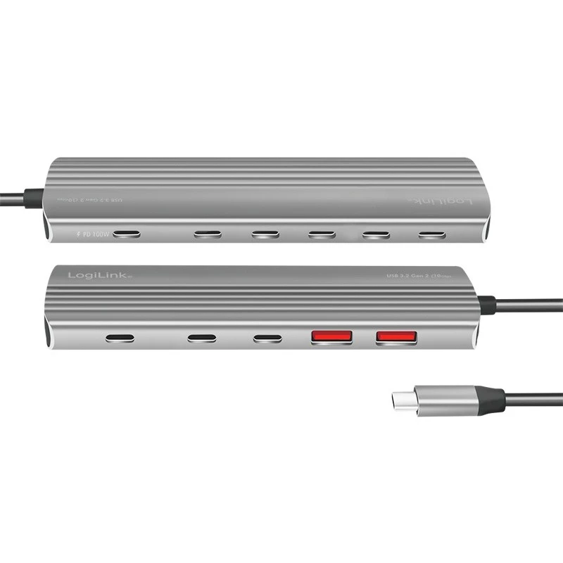 LogiLink hub USB 3.2 Gen2 4+1 puertos 2x USB-A 2x USB-C PD 100W aluminio