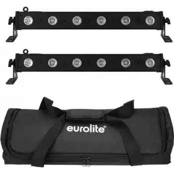Set de barras LED EUROLITE 2x LED BAR-6 QCL RGBW con softbag