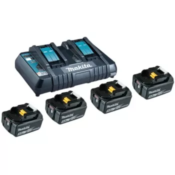 Makita - Cargador + batería 4 x - Li-Ion - 5 Ah - 90 Wh - carga de 2 baterías - para Makita DEADML801, DEADML810, DHP482, DJN161, DJS101, DSS501, DTD171, DUC254, DVR450, M
