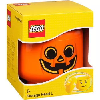 Caja de almacenamiento Room Copenhagen LEGO Storage Head Pumpkin grande naranja/negro