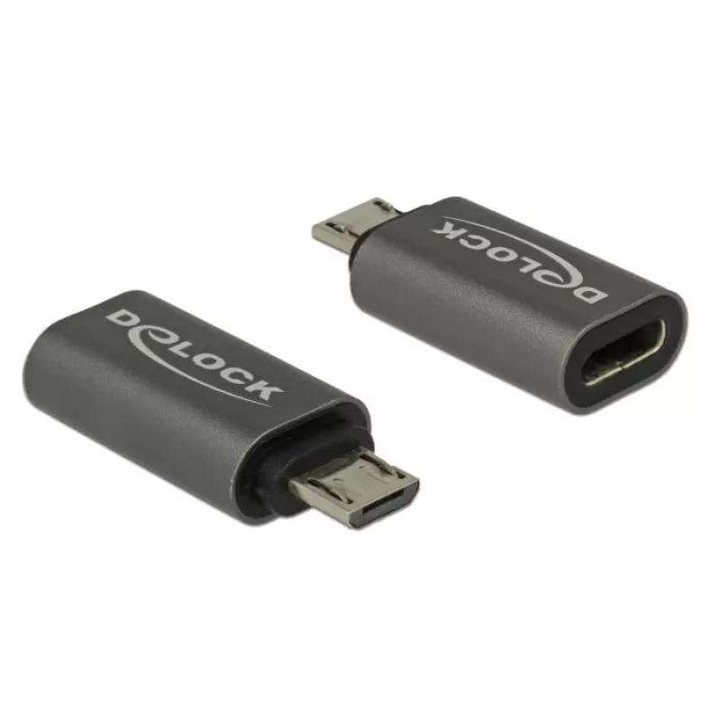 DeLOCK - Adaptador USB - USB-C (H) a Micro-USB Type-B (M) - USB 3.1 Gen 1 - 2,8 cm - Antracita (65927)