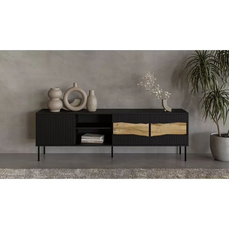 Mueble TV cama meble INSERTO 3D1W 190x40x62 cm negro con LED