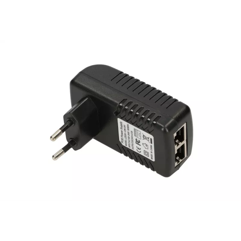 Fuente de alimentación PoE Extralink POE-24-12W 24V 0,5A 12W conector macho de pared para interior, negro
