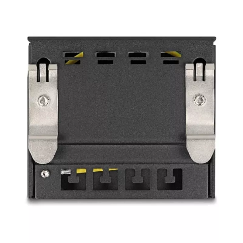 Tapa ciega DELOCK de 4 puertos para módulos Keystone RJ, negra, metal — montaje en mesa/pared/carril DIN