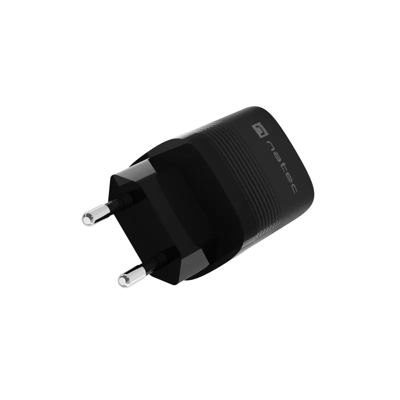 Cargador con cable para dispositivos móviles NATEC NUC-2141, 30W, USB-C PD 3.0 + USB-A QC 3.0, 110–240V, negro
