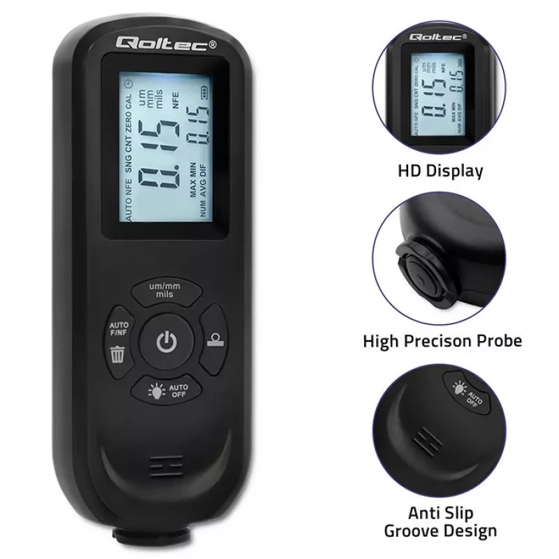 Medidor de espesor de capas QOLTEC 50646 LCD 0–2000 µm