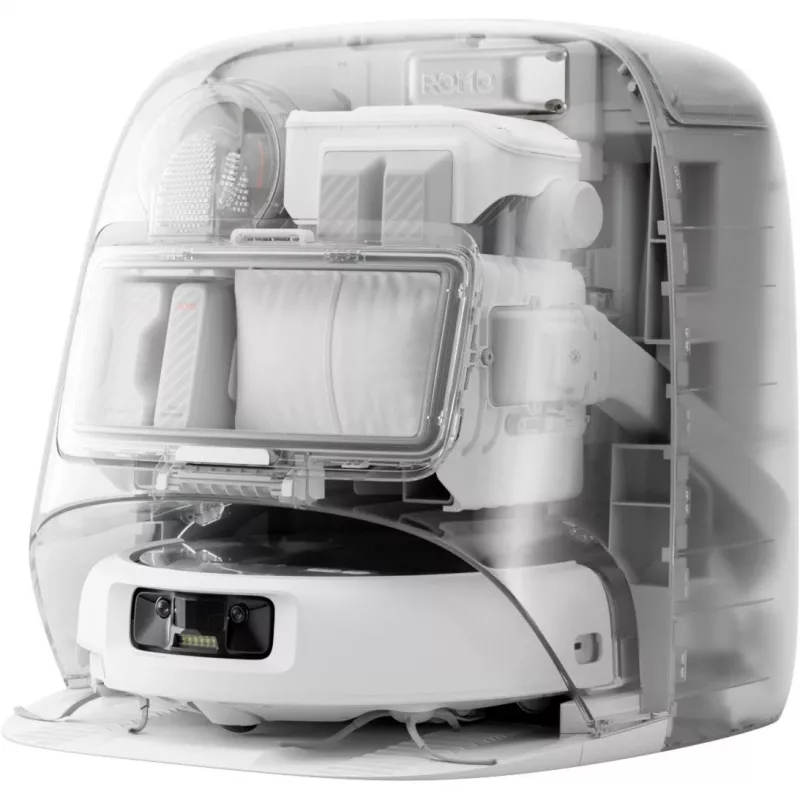 Robot aspirador con función de fregado DJI ROMO P (versión con depósito de agua) — Gris/Blanco, 0,26 l de polvo, 4 l de agua limpia / 3,2 l de agua sucia, batería de 5000 mAh