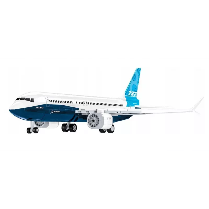 Set de construcción Cobi Boeing 737-8 — 340 piezas, edad recomendada 7+, azul y blanco