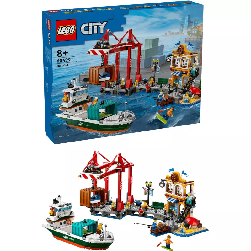 LEGO CITY 60422 Puerto costero con buque de carga