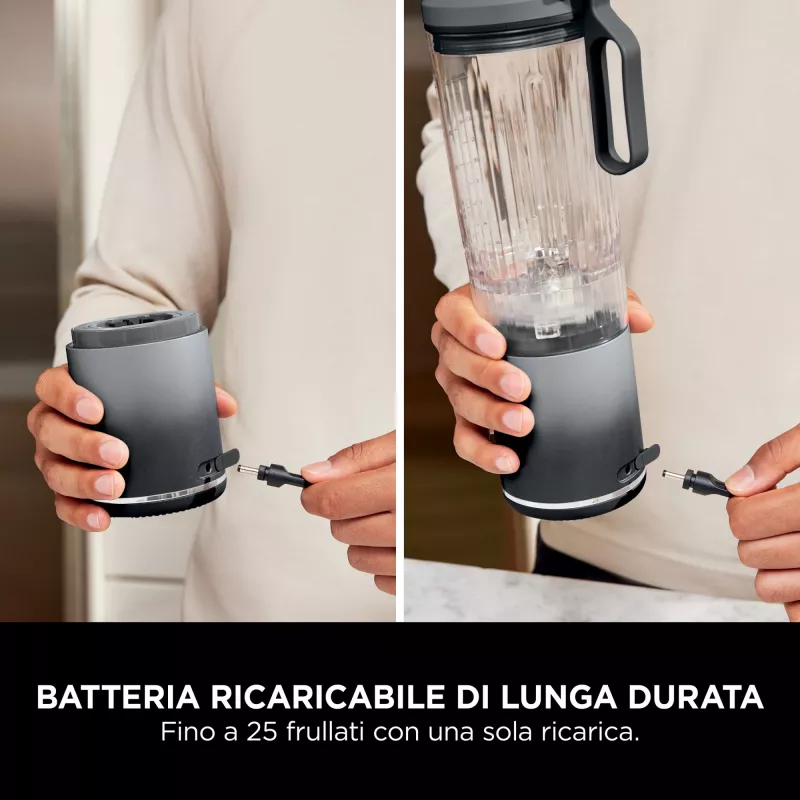 Ninja Blast Max BC251EUGY batidora de vaso portátil inalámbrica, 0,57 l, cuchillas de acero, gris
