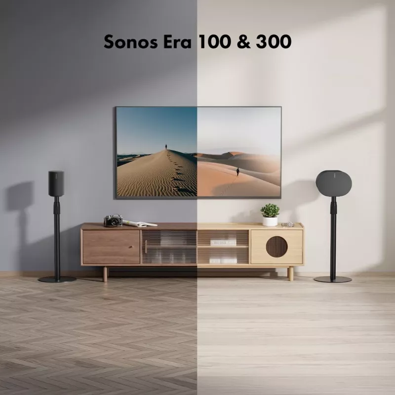 Soporte de suelo MACLEAN MC-496 para Sonos Era 100 y 300, ajustable en altura 682–1068 mm