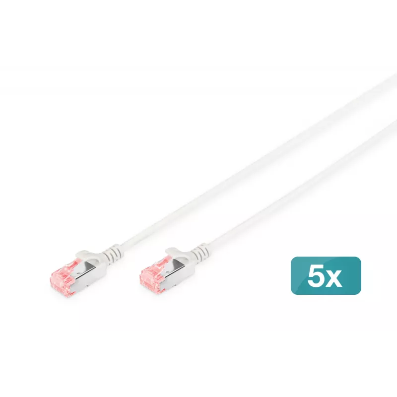 Digitus DK-1624-100S-5 Cable patch Slim CAT 6 U/FTP, 10 m, gris, paquete de 5