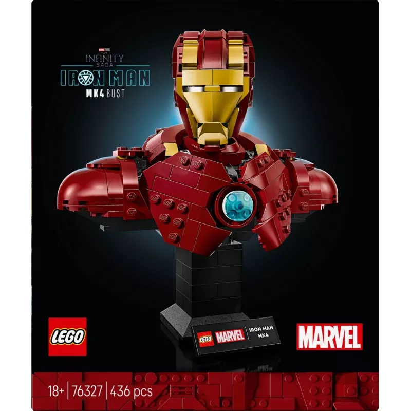 Set de construcción LEGO Marvel Super Heroes Iron Man MK4 modelo 3D, 436 piezas, incluye 1 minifigura, para 18+