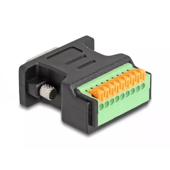 Adaptador DeLOCK D-Sub 9 macho a regleta de bornes con botón a presión