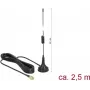 Delock 89613 antena exterior GSM/UMTS/LTE, conector macho SMA, 2 dBi, omnidireccional, cable de 2,5 m, negro