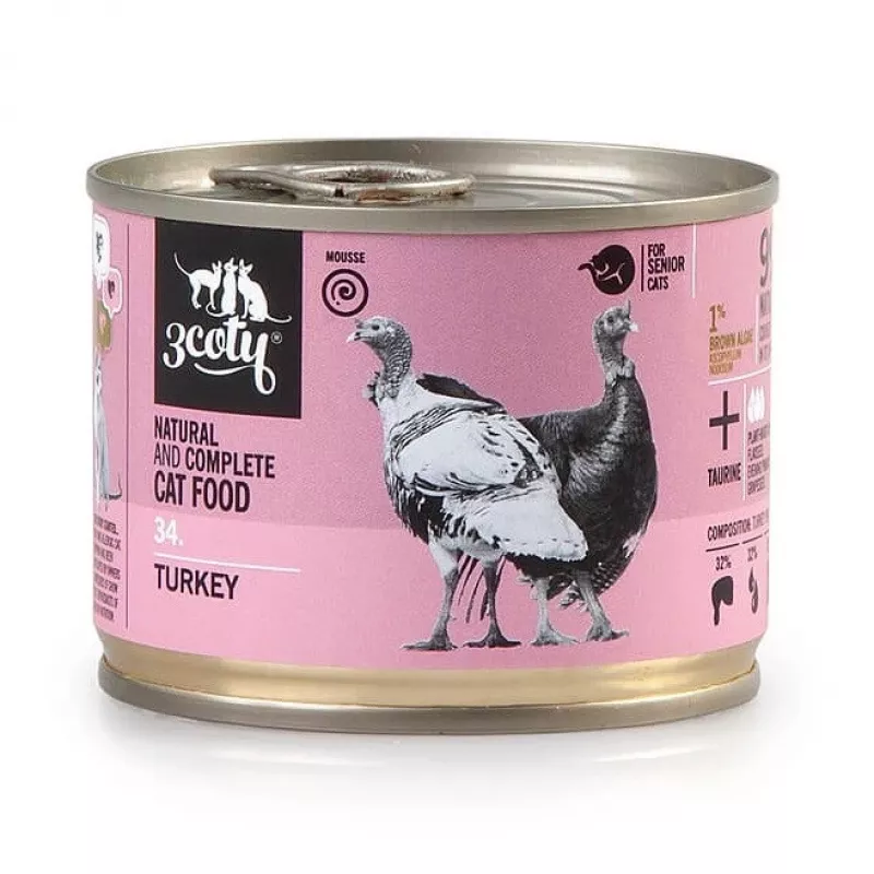 3COTY 34. Pavo Senior - comida húmeda para gatos - 180g