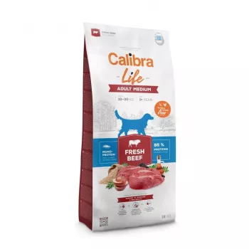 Pienso seco para perros Calibra Life Adult Medium Fresh Beef 12 kg — alimento completo para razas medianas, 27% proteína, 14% grasa