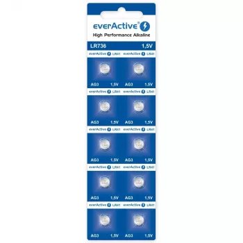 Pila de botón desechable alcalina everActive EVAG3 LR41 1,5 V – pack de 10