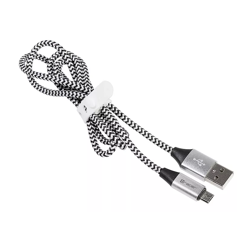 Cable USB Tracer TRAKBK46928 1m USB A Micro-USB B negro plata