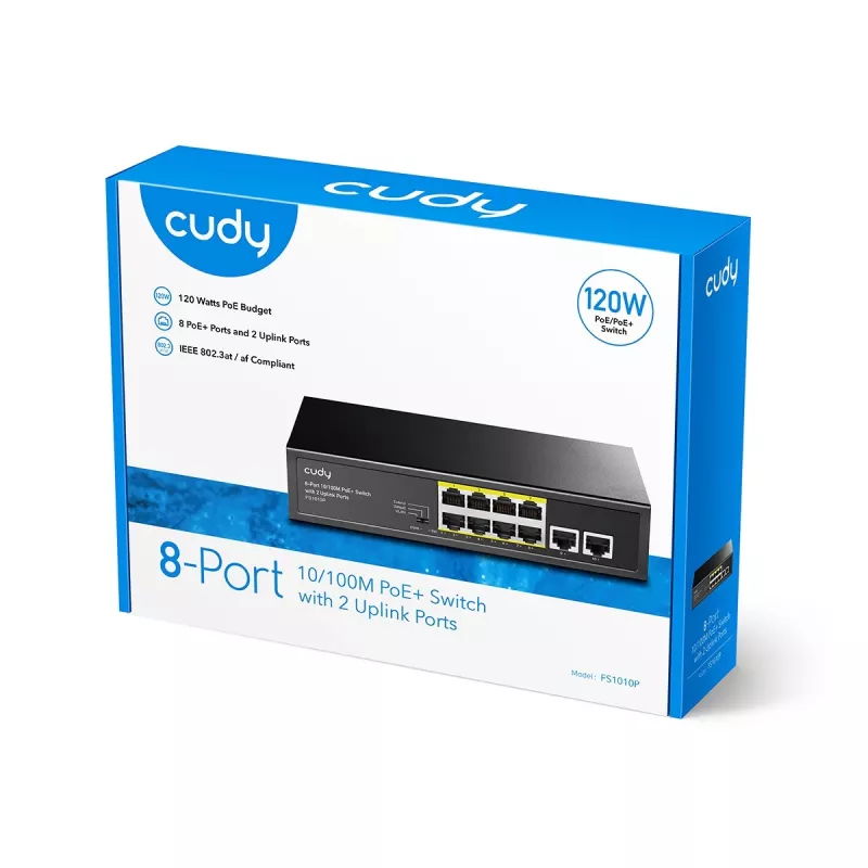 Cudy FS1010P Switch de red Fast Ethernet (10/100) Power over Ethernet (PoE) negro