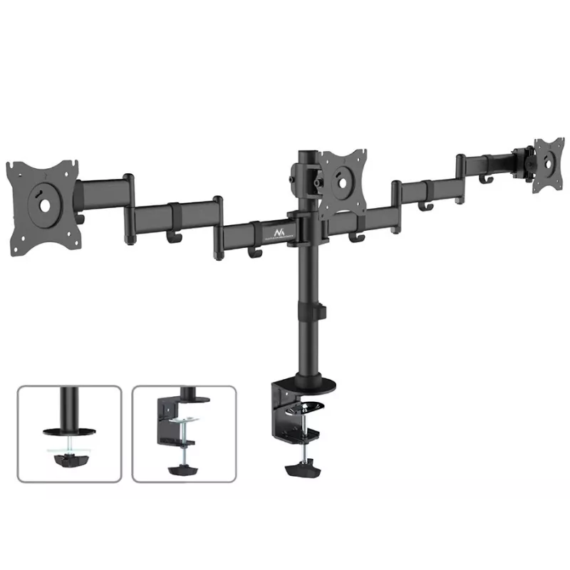 Soporte de sobremesa para monitor MACLEAN MC-691 para 3 monitores – regulable en altura e inclinable