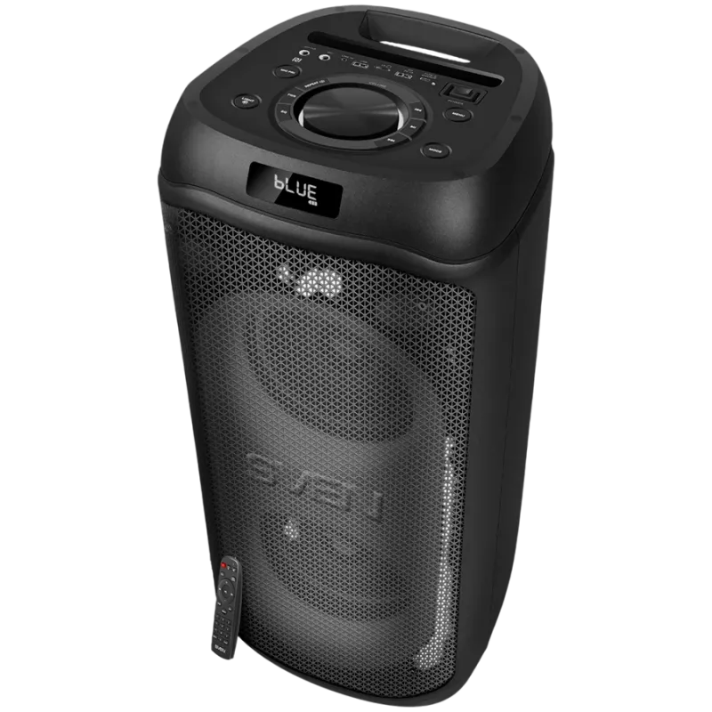 Altavoz SVEN PS-1050, negro (200W, TWS, Bluetooth, FM, USB, microSD, pantalla LED, 7200mAh)