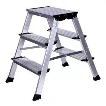 Escalera de tijera Krause 126030 — aluminio 3 peldaños, altura máxima 65 cm, 6.1 kg, ancho 500 mm
