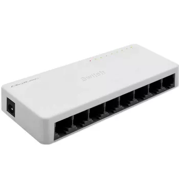 Switch de red QOLTEC 52246 — 8 puertos RJ45, 100 Mbps