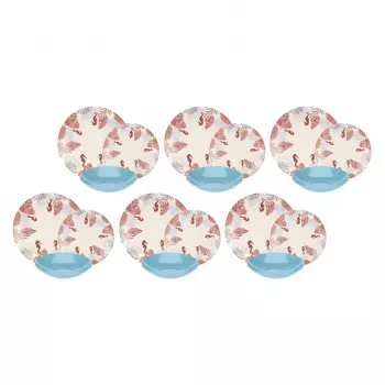 Vajilla Rose&Tulipani R18400TA18 para 6 personas, set de porcelana de 18 piezas