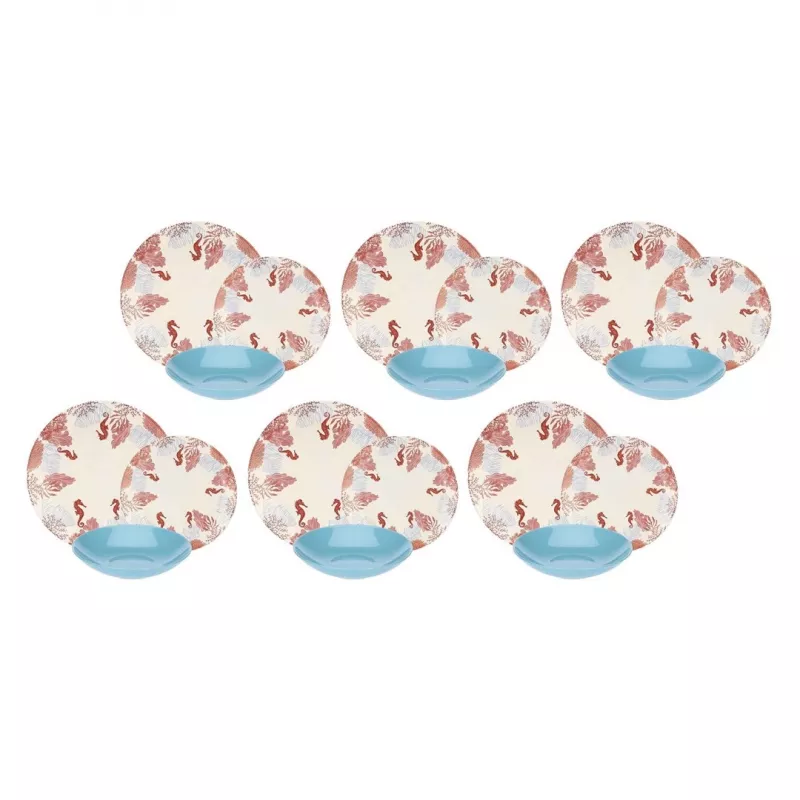 Vajilla Rose&Tulipani R18400TA18 para 6 personas, set de porcelana de 18 piezas