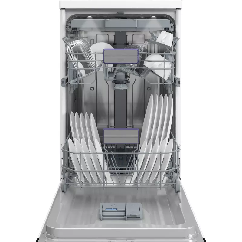 Lavavajillas independiente BEKO BDFS26120WQ, clase de eficiencia energética E, ancho 45 cm, 6 programas, motor inverter, tercer cajón, blanco