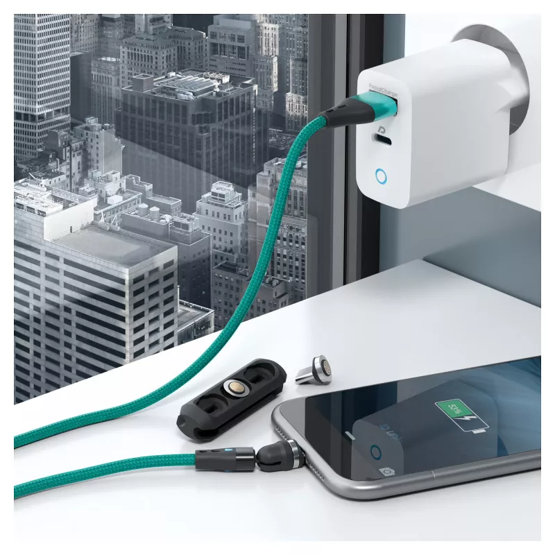 Cable USB RealPower MagneticCharge3 1 m USB-A verde