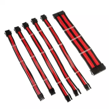 Kit de extensión de cables trenzados Kolink Core Adept – 20+4pin, 8pin, 4+4pin, 3×6+2pin; longitudes 300–350 mm; funda PET; conductor de cobre