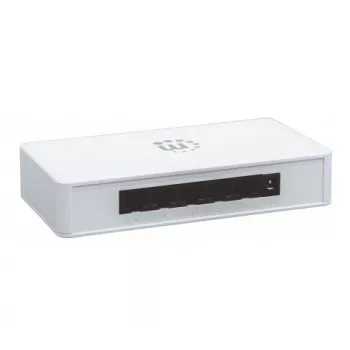 Manhattan Switch Gigabit Ethernet de 5 puertos, tamaño sobremesa, plástico, IEEE 802.3az (Energy Efficient Ethernet), tres años de garantía, caja