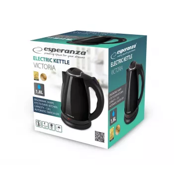 Hervidor eléctrico ESPERANZA EKK113K 1,8 L 1800 W, acero inoxidable, negro, inalámbrico