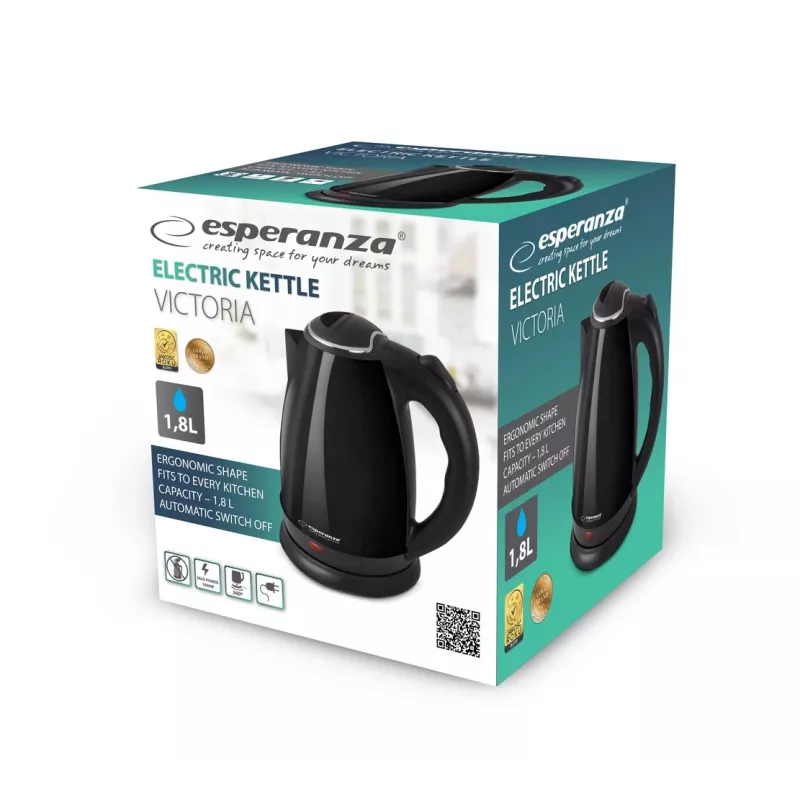 Esperanza EKK113K Victoria hervidor eléctrico, 1,8 l, negro