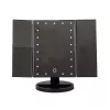 Espejo de maquillaje Extralink, aumentado, negro, plegable, con luz trasera, con soporte